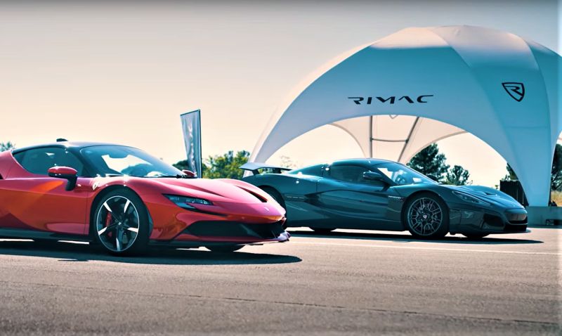 title image of Carwow compared Rimac Nevera and Ferrari SF90 - the result is overwhelming